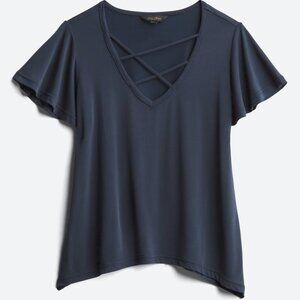 Goldray Maygen Flutter Sleeve Cupro Knit Top